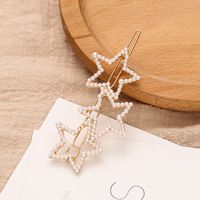Women's Simple Style Pentagram Alloy Plating Inlay Artificial Pearls Hair Clip main image 4