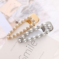 Women's Elegant Simple Style Geometric Alloy Plating Inlay Artificial Pearls Rhinestones Hair Clip main image 1