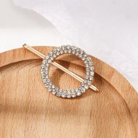 Women's Simple Style Round Heart Shape Alloy Plating Inlay Rhinestones Hair Clip main image 5