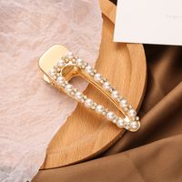 Women's Elegant Simple Style Geometric Alloy Plating Inlay Artificial Pearls Rhinestones Hair Clip main image 3