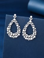 1 Pair Elegant Simple Style Water Droplets Plating Inlay Copper Artificial Pearls Zircon White Gold Plated Drop Earrings main image 4