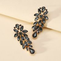 1 Pair Retro Flower Glass Plating Artificial Rhinestones Women's Earrings sku image 6