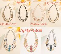 Lady Solid Color Beaded Artificial Crystal Beaded Plating Inlay Resin Gold Plated Women's Layered Necklaces main image 3