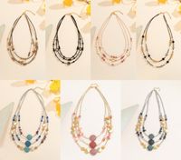 Lady Solid Color Beaded Artificial Crystal Beaded Plating Inlay Resin Gold Plated Women's Layered Necklaces main image 2