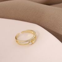 Simple Style Heart Shape Copper Plating Inlay Zircon Open Rings main image 3