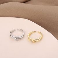 Simple Style Heart Shape Copper Plating Inlay Zircon Open Rings main image 4