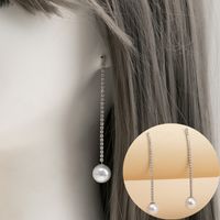 1 Pair Lady Pearl Inlay Metal Rhinestones Drop Earrings main image 1