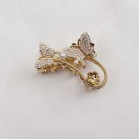 Women's Cute Butterfly Metal Plating Inlay Artificial Pearls Rhinestones Hair Claws sku image 1