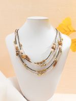 Lady Solid Color Beaded Artificial Crystal Beaded Plating Inlay Resin Gold Plated Women's Layered Necklaces main image 4