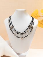 Lady Solid Color Beaded Artificial Crystal Beaded Plating Inlay Resin Gold Plated Women's Layered Necklaces main image 5