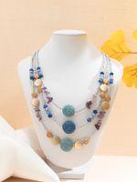 Lady Solid Color Beaded Artificial Crystal Beaded Plating Inlay Resin Gold Plated Women's Layered Necklaces main image 6