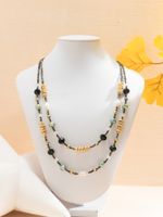 Lady Solid Color Beaded Artificial Crystal Beaded Plating Inlay Resin Gold Plated Women's Layered Necklaces main image 9
