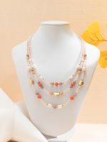 Lady Solid Color Beaded Artificial Crystal Beaded Plating Inlay Resin Gold Plated Women's Layered Necklaces main image 1