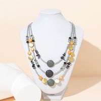 Lady Solid Color Beaded Artificial Crystal Beaded Plating Inlay Resin Gold Plated Women's Layered Necklaces main image 7