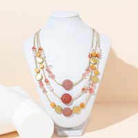 Lady Solid Color Beaded Artificial Crystal Beaded Plating Inlay Resin Gold Plated Women's Layered Necklaces main image 8