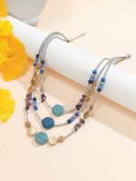Lady Solid Color Beaded Artificial Crystal Beaded Plating Inlay Resin Gold Plated Women's Layered Necklaces sku image 4