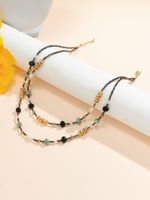Lady Solid Color Beaded Artificial Crystal Beaded Plating Inlay Resin Gold Plated Women's Layered Necklaces sku image 1
