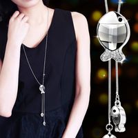 Streetwear Fish Alloy Copper Inlay Rhinestones Women's Sweater Chain Long Necklace main image 3