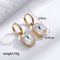 1 Pair French Style Simple Style Korean Style Geometric Stainless Steel Zircon 18k Gold Plated Hoop Earrings Drop Earrings main image 2