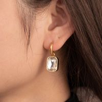 1 Pair French Style Simple Style Korean Style Geometric Stainless Steel Zircon 18k Gold Plated Hoop Earrings Drop Earrings main image 5