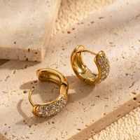 1 Pair French Style Simple Style Korean Style Geometric Stainless Steel Zircon 18k Gold Plated Hoop Earrings Drop Earrings main image 6