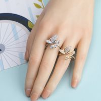 Simple Style Butterfly Metal Plating Inlay Zircon Women's Open Rings main image 1