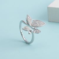 Simple Style Butterfly Metal Plating Inlay Zircon Women's Open Rings main image 5