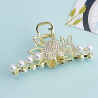 Women's Glam Solid Color Metal Plating Inlay Artificial Pearls Artificial Diamond Hair Claws main image 4