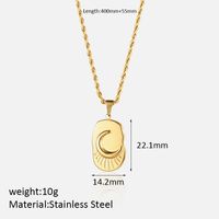 304 Stainless Steel Simple Style Shiny Polishing Enamel Plating Moon Pendant Necklace main image 3