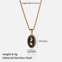 304 Stainless Steel Simple Style Shiny Polishing Enamel Plating Moon Pendant Necklace sku image 2