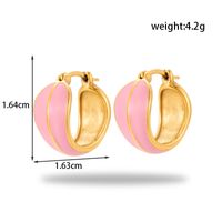 1 Pair Sweet Simple Style Korean Style Heart Shape Stainless Steel 18k Gold Plated Hoop Earrings Ear Studs sku image 3