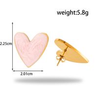 Stainless Steel 18K Gold Plated Vintage Style French Style Simple Style Heart Shape Enamel Earrings Necklace sku image 1