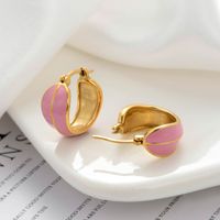 1 Pair Sweet Simple Style Korean Style Heart Shape Stainless Steel 18k Gold Plated Hoop Earrings Ear Studs main image 6