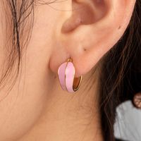 1 Pair Sweet Simple Style Korean Style Heart Shape Stainless Steel 18k Gold Plated Hoop Earrings Ear Studs main image 5