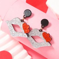 1 Pair Solid Color Lips Plating Arylic Silver Plated Drop Earrings main image 1