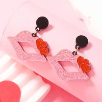 1 Pair Solid Color Lips Plating Arylic Silver Plated Drop Earrings main image 8