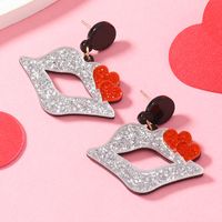 1 Pair Solid Color Lips Plating Arylic Silver Plated Drop Earrings main image 7