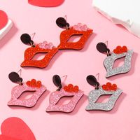 1 Pair Solid Color Lips Plating Arylic Silver Plated Drop Earrings main image 9