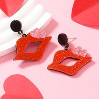 1 Pair Solid Color Lips Plating Arylic Silver Plated Drop Earrings main image 10