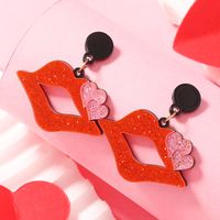 1 Pair Solid Color Lips Plating Arylic Silver Plated Drop Earrings sku image 3