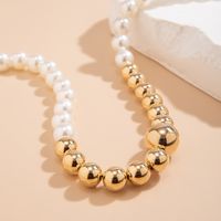 Retro Streetwear Irregular Round Color Block Ccb Imitation Pearl Beaded Three-dimensional Chain Women's Necklace main image 4