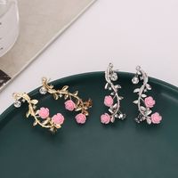 1 Pair Lady Flower Plating Inlay Alloy Artificial Diamond Ear Studs main image 3