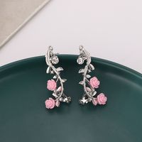 1 Pair Lady Flower Plating Inlay Alloy Artificial Diamond Ear Studs main image 4