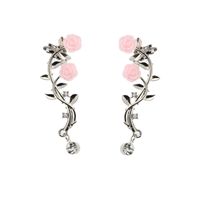 1 Pair Lady Flower Plating Inlay Alloy Artificial Diamond Ear Studs main image 6