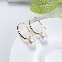 1 Pair Lady Simple Style Pearl Plating Alloy Ear Hook main image 4