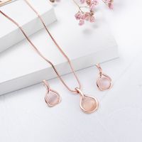 Simple Style Water Droplets Mixed Materials Plating Inlay Artificial Gemstones Women's Earrings Necklace main image 1