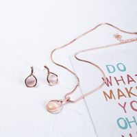 Simple Style Water Droplets Mixed Materials Plating Inlay Artificial Gemstones Women's Earrings Necklace main image 3