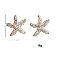 1 Pair Beach Starfish Inlay Alloy Zircon Ear Studs main image 2