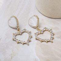1 Pair Glam Heart Shape Inlay Alloy Rhinestones Drop Earrings main image 5