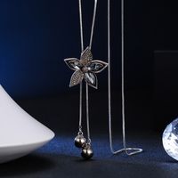 Lady Flower Alloy Copper Inlay Rhinestones Women's Sweater Chain Long Necklace main image 1